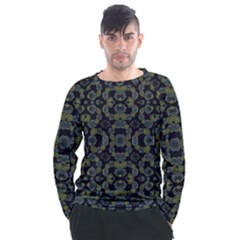 Modern Ornate Stylized Motif Print Men s Long Sleeve Raglan Tee