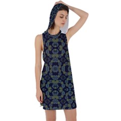 Modern Ornate Stylized Motif Print Racer Back Hoodie Dress by dflcprintsclothing