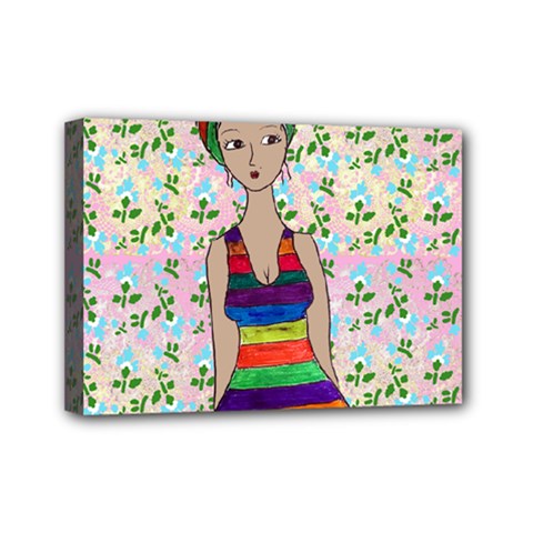 Tan Swimmer Flowerwall Mini Canvas 7  X 5  (stretched) by snowwhitegirl