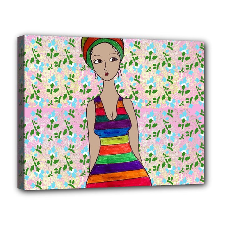 Tan Swimmer Flowerwall Canvas 14  x 11  (Stretched)