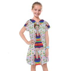 Tan Swimmer Flowerwall Kids  Drop Waist Dress by snowwhitegirl