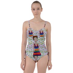 Tan Swimmer Flowerwall Sweetheart Tankini Set by snowwhitegirl