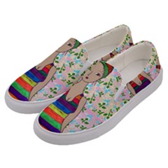 Tan Swimmer Flowerwall Men s Canvas Slip Ons by snowwhitegirl