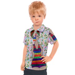 Tan Swimmer Flowerwall Kids  Polo Tee