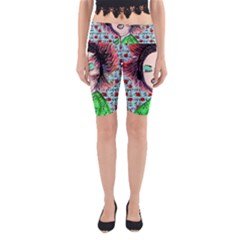 Headphones Girl W Cherries Yoga Cropped Leggings by snowwhitegirl