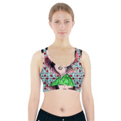 Headphones Girl W Cherries Sports Bra With Pocket by snowwhitegirl