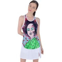 Headphones Girl W Cherries Racer Back Mesh Tank Top by snowwhitegirl