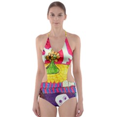 Circus Ghosts Cut-out One Piece Swimsuit by snowwhitegirl