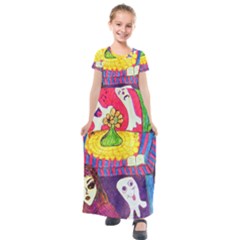 Circus Ghosts Kids  Short Sleeve Maxi Dress