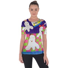 Circus Ghosts Sing Shoulder Cut Out Short Sleeve Top by snowwhitegirl