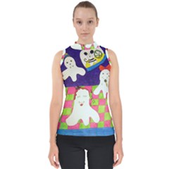 Circus Ghosts Sing Mock Neck Shell Top by snowwhitegirl