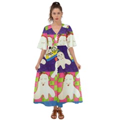 Circus Ghosts Sing Kimono Sleeve Boho Dress by snowwhitegirl