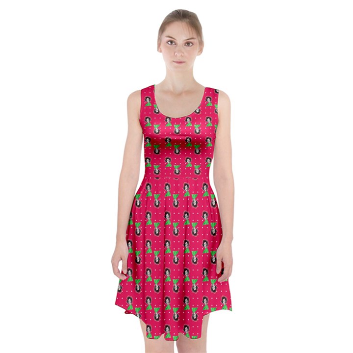 Headphones Girl Pink Red Racerback Midi Dress