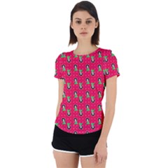 Headphones Girl Pink Red Back Cut Out Sport Tee