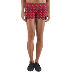 Headphones Girl Red Yoga Shorts by snowwhitegirl