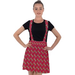 Headphones Girl Red Velvet Suspender Skater Skirt by snowwhitegirl