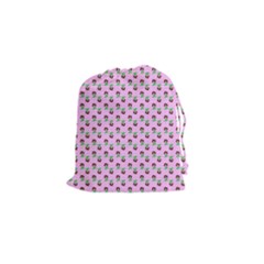 Headphones Girl Pink Drawstring Pouch (small) by snowwhitegirl