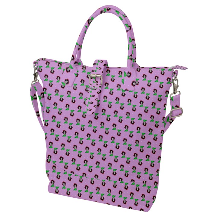 Headphones Girl Pink Buckle Top Tote Bag