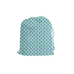 Headphones Girl Aqua Drawstring Pouch (medium) by snowwhitegirl