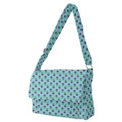 Headphones Girl Aqua Full Print Messenger Bag (m)