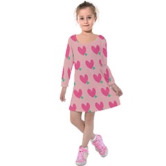 Hearts Kids  Long Sleeve Velvet Dress