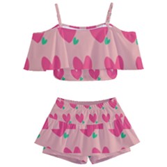 Hearts Kids  Off Shoulder Skirt Bikini