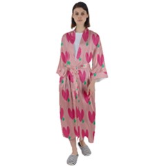 Hearts Maxi Satin Kimono