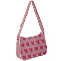 Hearts Zip Up Shoulder Bag