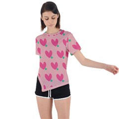 Hearts Asymmetrical Short Sleeve Sports Tee