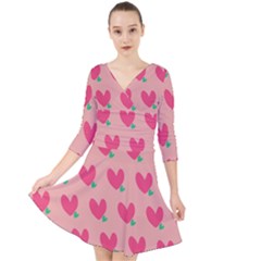 Hearts Quarter Sleeve Front Wrap Dress by tousmignonne25