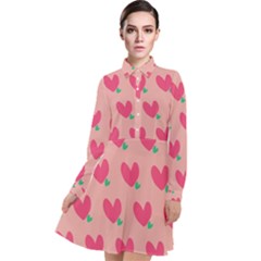 Hearts Long Sleeve Chiffon Shirt Dress