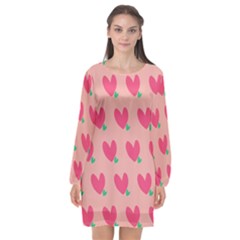 Hearts Long Sleeve Chiffon Shift Dress 