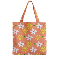 Beige Flowers W No Red Flower Zipper Grocery Tote Bag by tousmignonne25