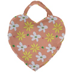 Beige Flowers W No Red Flower Giant Heart Shaped Tote by tousmignonne25