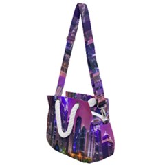 Lujiazui District Nigth Scene, Shanghai China Rope Handles Shoulder Strap Bag by dflcprintsclothing