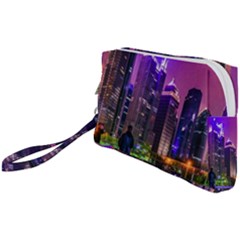 Lujiazui District Nigth Scene, Shanghai China Wristlet Pouch Bag (small) by dflcprintsclothing