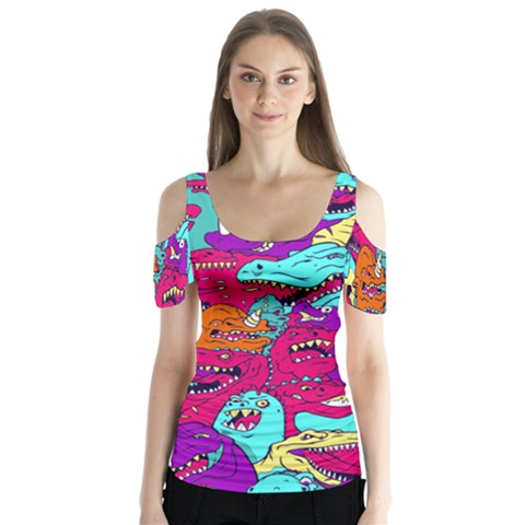 Dinos Butterfly Sleeve Cutout Tee  by Sobalvarro