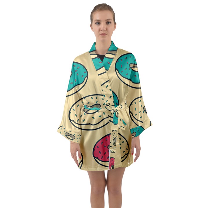 Donuts Long Sleeve Satin Kimono