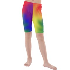 Rainbow Colors Lgbt Pride Abstract Art Kids  Mid Length Swim Shorts by yoursparklingshop