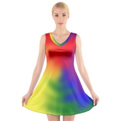 Rainbow Colors Lgbt Pride Abstract Art V-neck Sleeveless Dress by yoursparklingshop