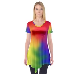 Rainbow Colors Lgbt Pride Abstract Art Short Sleeve Tunic  by yoursparklingshop