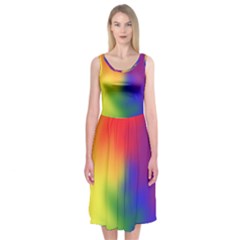 Rainbow Colors Lgbt Pride Abstract Art Midi Sleeveless Dress by yoursparklingshop