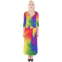 Rainbow Colors Lgbt Pride Abstract Art Quarter Sleeve Wrap Maxi Dress by yoursparklingshop