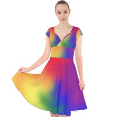 Rainbow Colors Lgbt Pride Abstract Art Cap Sleeve Front Wrap Midi Dress by yoursparklingshop