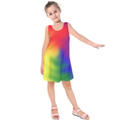 Rainbow Colors Lgbt Pride Abstract Art Kids  Sleeveless Dress by yoursparklingshop