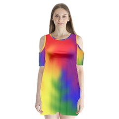 Rainbow Colors Lgbt Pride Abstract Art Shoulder Cutout Velvet One Piece