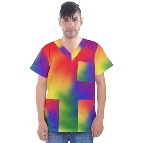 Rainbow Colors Lgbt Pride Abstract Art Men s V-neck Scrub Top by yoursparklingshop