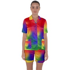 Rainbow Colors Lgbt Pride Abstract Art Satin Short Sleeve Pyjamas Set by yoursparklingshop