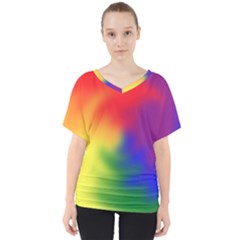 Rainbow Colors Lgbt Pride Abstract Art V-neck Dolman Drape Top by yoursparklingshop