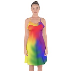 Rainbow Colors Lgbt Pride Abstract Art Ruffle Detail Chiffon Dress by yoursparklingshop